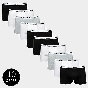 Kit Com 10 Cuecas Boxer Soft Part.B Cotton Colors