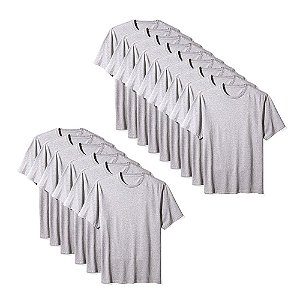 Camisetas Básica Masculina Algodão Kit 15 Peças Cinza
