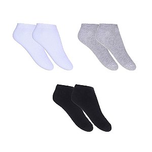 Meia Masculina Soquete Kit 3 Pares Cano Baixo Algodão Colors