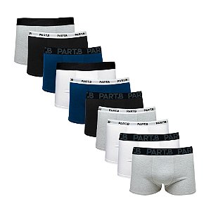 Kit Com 10 Cuecas Boxer Cotton Basic - Part.B