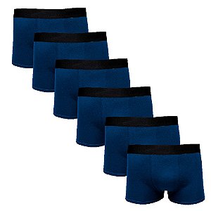 Kit Com 6 Cuecas Boxer Cotton Confort Masculina Part.B Azul Marinho