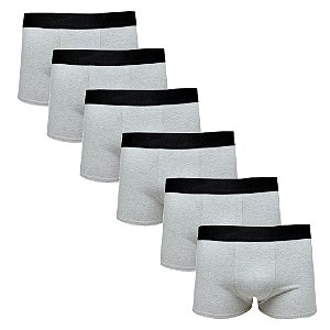 Kit Com 6 Cuecas Boxer Cotton Confort Masculina Part.B Cinza