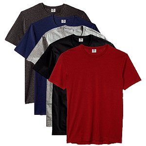 Kit com 5 Camisetas Masculina Básica Algodão Part.B Premium Flamenco