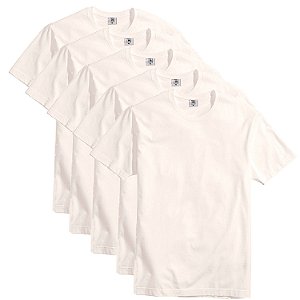 Kit com 5 Camisetas Slim Masculina Básica Algodão Part.B Natural