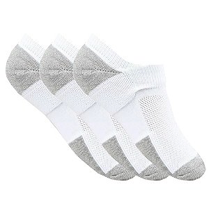 Kit de 3 meias femininas invisível esportivas Branca neon