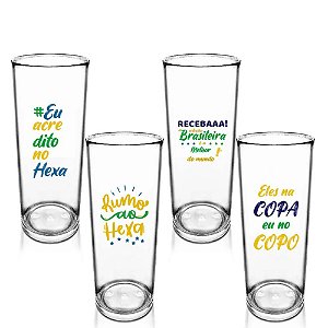 Kit 4 Copos Personalizados - Long Drink com Frases