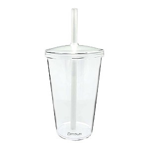 Copo Shake Acrilico - 550ml com Tampa e Canudo