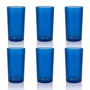 Kit 6 Copos Long Drink Policarbonato Azul 280ml