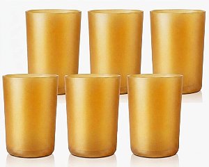 Kit 6 Copos Dourado 320ml Polipropileno ( Plástico Durável )