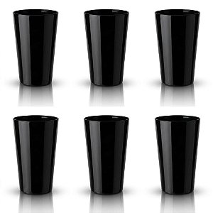 Kit 6 Copos Policarbonato Preto 500ml
