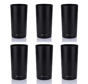 Kit 6 Copos Long Drink Policarbonato Preto 280ml