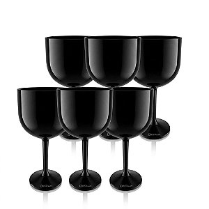 Kit 6 Taças Gin Policarbonato Preta 550ml