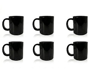 Kit 6 Canecas Policarbonato Preta 300ml