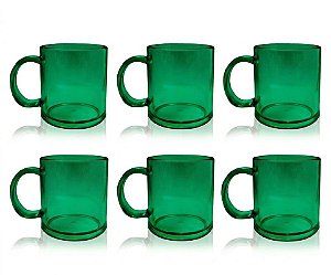 Kit 6 Canecas Policarbonato Verde 300ml