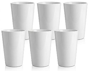 Kit 6 Copos Acrílicos Branco 360ml