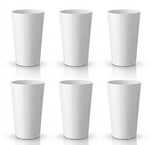 Kit 6 Copos Acrílicos Branco 500ml