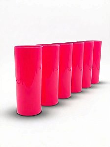Kit 6 Copos Long Drink Acrílico Rosa 320ml