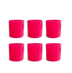 Kit 6 Copos Acrílicos Rosa Pink 320ml