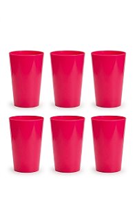 Kit 6 Copos Acrílicos Rosa Pink 360ml
