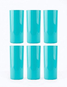 Kit 6 Copos Long Drink Acrílico Azul Tiffany 320ml
