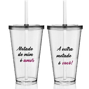 2 Copo Milk Shake 550ml Dias dos Namorados