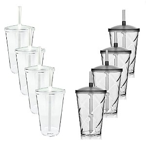 Kit Copo Acrílico com Tampa e Canudo 500ml e 700ml