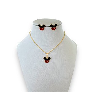 Conjunto Infantil Folheado Ouro 18k Mickey
