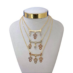 Colar Folheado Ouro 18k Filhos Canga Amor Eterno