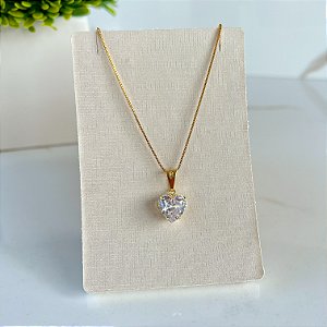Colar Folheado Ouro 18k Ponto de Luz  Coração