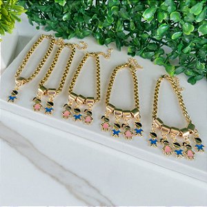 Pulseira Folheada Ouro 18k Correntaria Filhos Personalizado