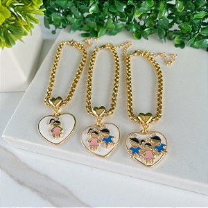Pulseiras Folheada Ouro 18k Filhos Personalizado Coração Resinado