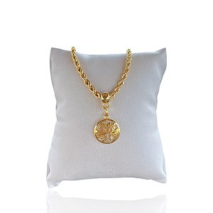 Pulseira Folheada Ouro 18k Cordão Baiano Árvore da Vida