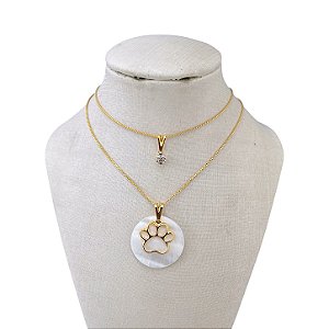 Colar Duplo Folheado Ouro 18k Pet Madrepérola