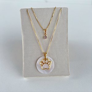 Colar Duplo Folheado Ouro 18k Pet Madrepérola
