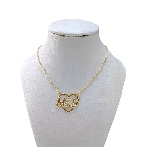 Colar Folheado Ouro 18k Coração Mãe Nossa Senhora
