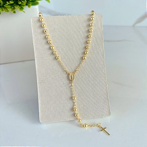 Colar Folheado Ouro 18k e Prata 925 Terço Nossa Senhora