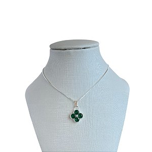 Colar Folheado Ouro 18k e Prata 925 Trevo Cravejado