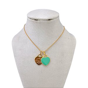 Colar 2 Corações Inspired Folheado Ouro 18k / Prata 925