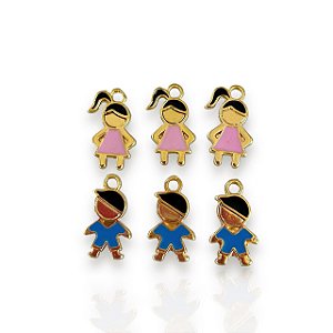 Pingente Folheado Ouro 18k Filhos Penduricalho Resinado