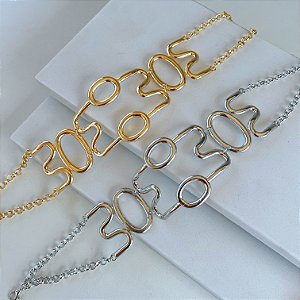 Choker Contemporânea Bijuteria Dourada e Prata