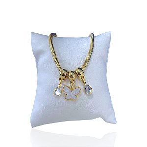 Pulseira Folheada Ouro 18k Malha Borboleta Gotas