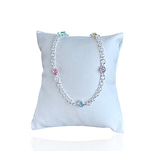 Pulseira Folheada Prata 925 Trevos Cristais