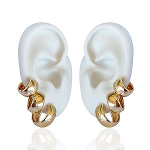 Trio Brincos Folheado Ouro 18k e Prata 925 Argolas Abaulada