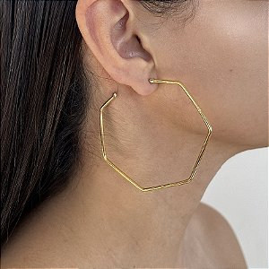 Brinco Folheado Ouro 18k e Prata 925 Argola Média