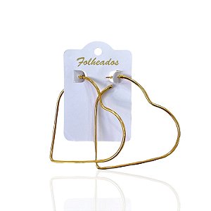 Brinco Folheado Ouro 18k e Prata 925 Argola Coração
