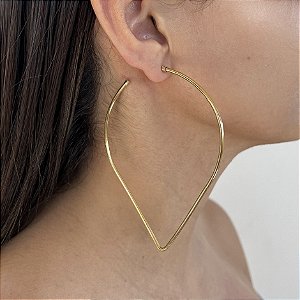 Brinco Folheado Ouro 18k e Prata 925 Argola Gota
