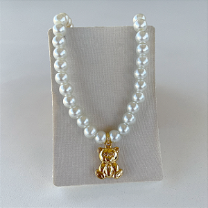 Colar Folheado Ouro 18k Pérolas Urso