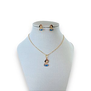 Conjunto Infantil Folheado Ouro 18k Branca de Neve