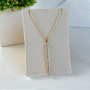Colar Folheado Ouro 18k Palito Strass