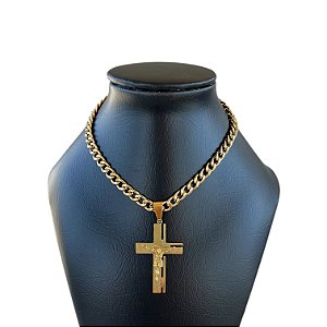 Corrente Masculina Aço Inoxidável Crucifixo